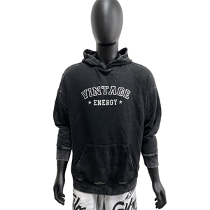 Unisex Cotton Oversize Blank Solid Vintage Distressed Mock Neck Hoodie Custom Logo Casual Stone Acid Wash Autumn Hoodie - Product Image 4