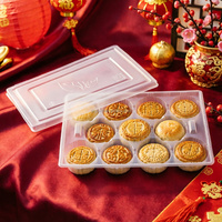 Barquettes à dessert transparentes en PP avec couvercles hermétiques, boîtes d'emballage jetables en plastique pour gâteaux de lune, macarons et muffins pour boulangerie