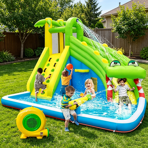 <span class=keywords><strong>Château</strong></span> gonflable RTS Oxford pour enfants, avec toboggan et piscine, idéal pour les fêtes et les jeux en extérieur dans le jardin. - Product Image 1