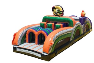 95ft/100ft/135ft long Halloween Inflatable Obstacle <strong>Course</strong> 3-Part Modular Slide - Dry/Wet Dual Use, Monster &amp; Ghost Theme - Product Image 4