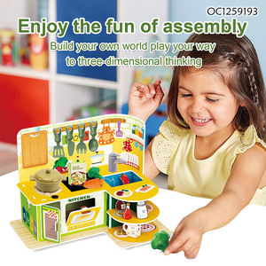 Rompecabezas Educativos <span class=keywords><strong>de</strong></span> Cartón en 3D, <span class=keywords><strong>Casa</strong></span> <span class=keywords><strong>de</strong></span> Muñecas en Miniatura, Juego <span class=keywords><strong>de</strong></span> Cocina para Niñas, Kit con Utensilios <span class=keywords><strong>de</strong></span> Cocina - Product Image 3