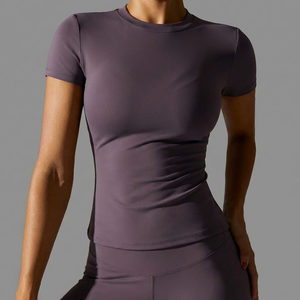 Abbigliamento Sportivo SHELL, Top Aderente a Maniche Corte per <span class=keywords><strong>Donna</strong></span>, Comodo per Palestra, Corsa, Fitness e Yoga - Product Image 1