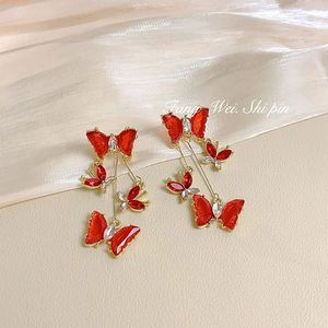 High Quality Butterfly Tassel Style <b>Earrings</b> for Women <b>Post</b> Long Butterfly Drop <b>Earrings</b> Jewelry - Product Image 1