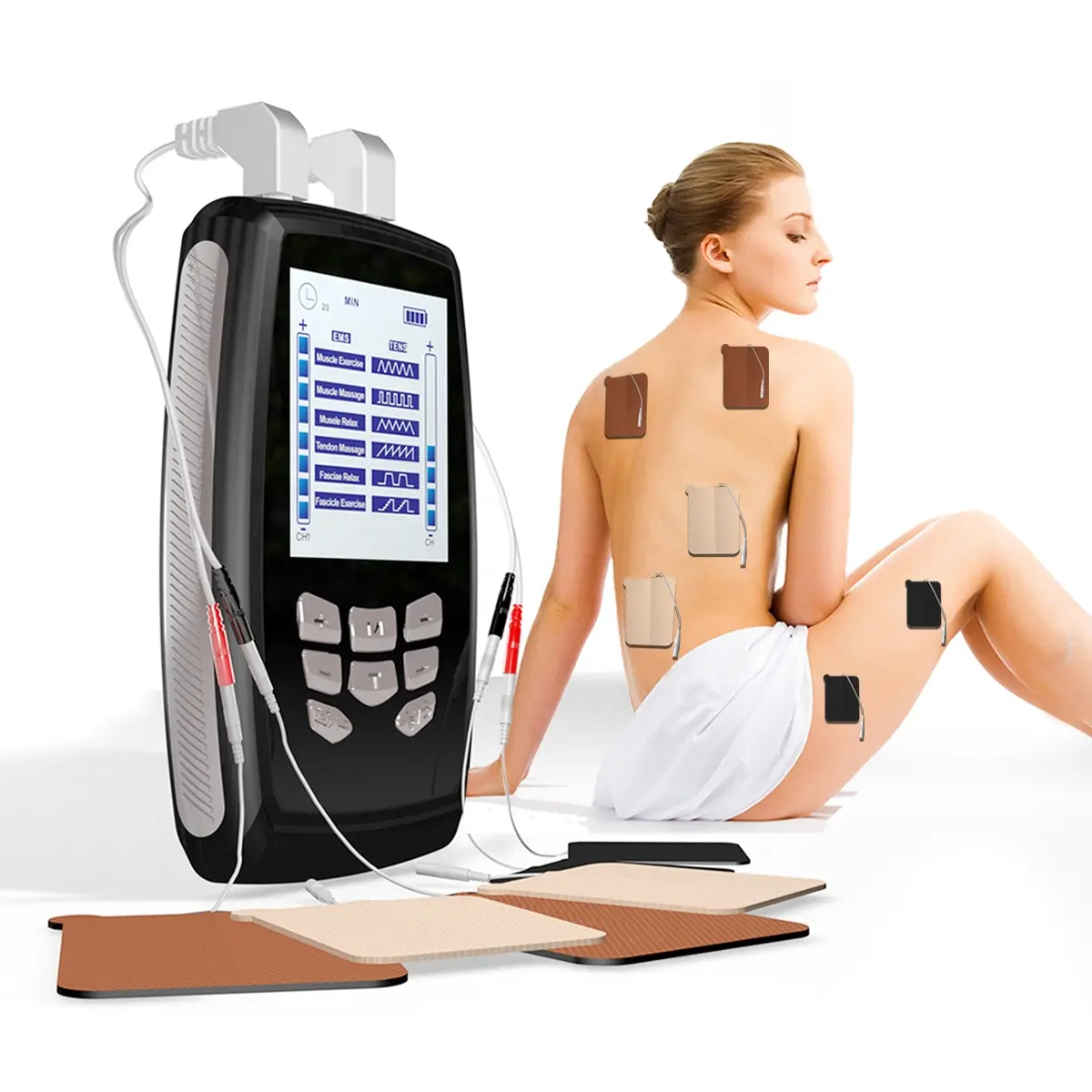 Equipo de fisioterapia para aliviar el dolor corporal, estimulador muscular eléctrico TENS, máquina de terapia de pulso