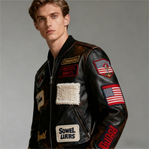 جاكيت جلد صناعي مخصص عالي الجودة للرجال بسحاب، جاكيتات جلدية أنيقة للدراجات النارية، جاكيت جلدي عتيق عالي الجودة للرجال - Product Image 2