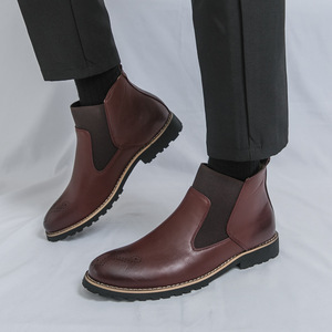 2026 New Style Men's Comfortable Mid & High <b>Top</b> Casual Leather Shoes Breathable British Retro Formal Fashion Shoes - Product Image 3