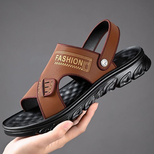 Sandalias de Verano para Hombre, de Piel, Antideslizantes, con Suela Gruesa, para Exteriores, Playa, Estilo Casual, Doble Uso - Product Image 3