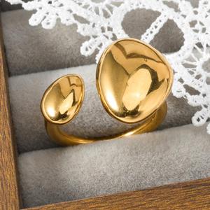 Bague ouverte géométrique en acier inoxydable plaqué or 18 carats pour femme, tendance, cadeau de mariage, fiançailles, fête, anniversaire - Product Image 5