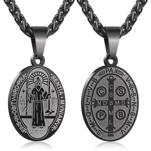 Collana Unisex Cristiana con Ciondolo a Croce di Gesù in Acciaio Inox Placcato Oro, Ipoallergenica - Product Image 1
