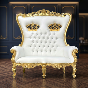 White Gold Durable Midcentury Ball Chair with Tufted Design Solid Wood <b>Frame</b> Crown Decor Sofa <b>Bed</b> for Living Room Furniture - Product Image 3