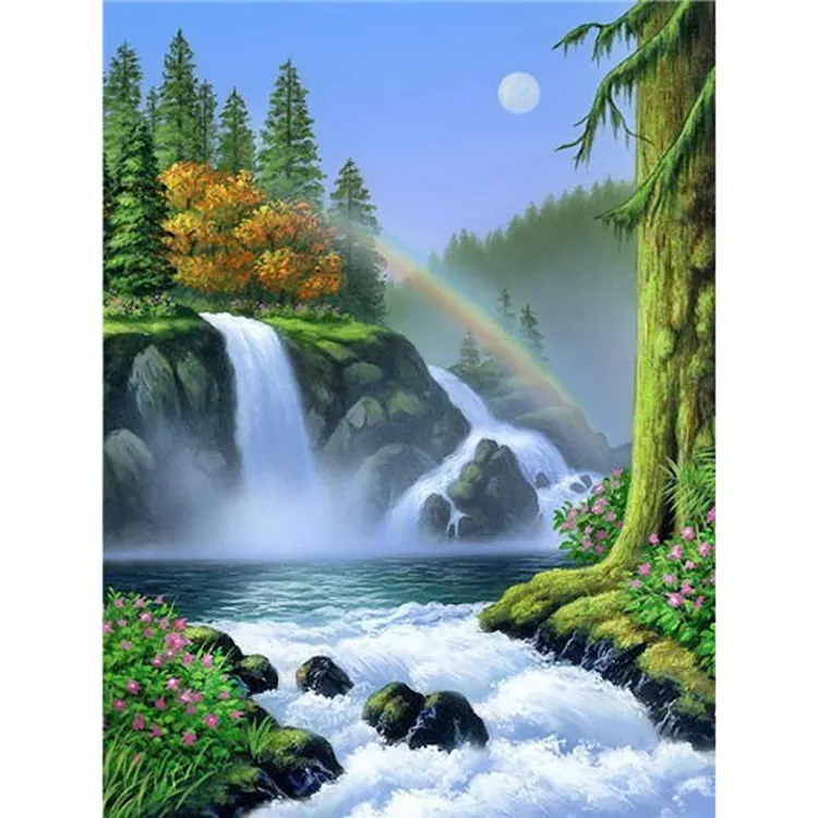 Пейзаж водопад современное настенное Искусство Декор холст 5d diy полная картина Алмазная вышивка
