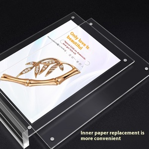 <span class=keywords><strong>Support</strong></span> d'affichage publicitaire sur table, format A5 A6, forme en T, acrylique transparent poli, 1,5 m, <span class=keywords><strong>support</strong></span> magnétique puissant pour panneau - Product Image 3