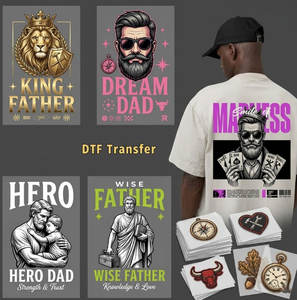 Autocollant de transfert thermique en vinyle pour impression sur T-shirt, motif Roi Père Lion Héros Papa, dessin animé en caoutchouc, lavable, DIY, thermocollant - Product Image 1