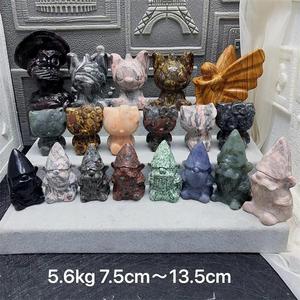 Artigianato naturale <span class=keywords><strong>di</strong></span> alta qualità che intaglia la pietra della figurina della fata del gufo nano del gattino <span class=keywords><strong>di</strong></span> cristallo animale per la decorazione domestica - Product Image 2
