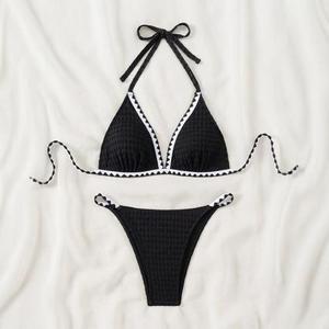 Traje de Baño Bikini 2024, Sexy Estilo Europeo y Americano, Traje de Baño de Dos Piezas Blanco para Mujer, Bikini con Estampado Floral - Product Image 1
