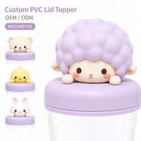 Décoration de couvercle de bouteille en PVC souple personnalisée, adorable mouton en silicone, couvercle de pot 3D en forme d'animal, figurine