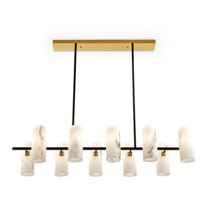 Modern Rectangle Chandelier 10 Heads Gold Body <b>LED</b> <b>Light</b> Source E27 Bulb Base Socket Power Supply - Product Image 4