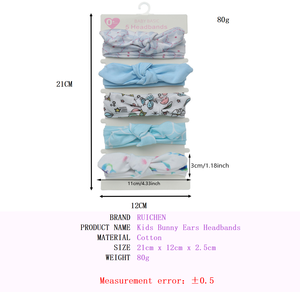 Wholesale 5-Piece Set Of Kids Bunny Ears <strong>Headbands</strong> Stretch Hair Accessories For <strong>Babies</strong> And Toddlers - Product Image 2