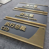 Plaque et signalétique personnalisables en laiton massif gravé CNC, style rétro haut de gamme, pour entreprise, plaque de numéro de maison en métal