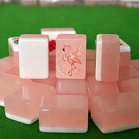 Juego de Mahjong Americano de Lujo Personalizado con Reverso de Jade, Dos Capas, 160/166 Piezas, Color Rosa Pastel Flamenco, para Mujeres