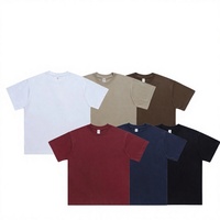 Kaos Crewneck Vintage Katun Tebal 300G dengan Pola Amerika, Benang Ganda 26, Ukuran US, Lengan Pendek, Oversize Pria