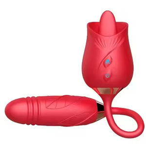 LOVE.Rose Sex Toy pour femmes, 3 en 1 : Stimulateur clitoridien, Lèche-langue, Pénétration, Dildo G-Spot, Vibrateur, Jouets sexuels pour adultes - Product Image 1