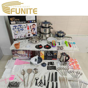 FUNITE Ensemble de Cuisson 220 Pièces en Acier Inoxydable avec Casseroles <span class=keywords><strong>et</strong></span> Poêles, Construction Métallique Durable, Compatible Induction, Couvercle en Verre - Product Image 4