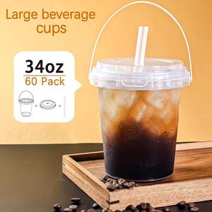 Süt çay için çok kapasiteli tek kullanımlık plastik bardak 30/32/34/36oz paket enjeksiyon kalıplama PP fincan kapaklı - Product Image 2