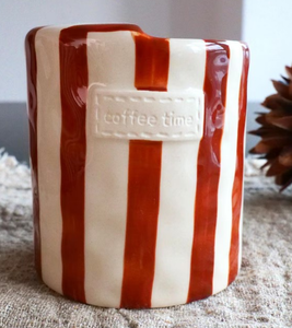 Tazza da Caffè in Ceramica Creativa, Moderna Tazza per Latte Dipinta <span class=keywords><strong>a</strong></span> <span class=keywords><strong>Mano</strong></span> con Strisce Rosse e Foro per Cannuccia di Garder Porcelain - Product Image 2