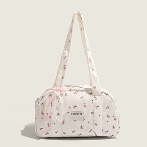 Floral White Women's Summer Fashion Single Strap <b>Shoulder</b> <b>Bag</b> <b>Large</b> Capacity Zippered Underarm Polyester Lining - Product Image 1