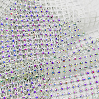 Tissu en Spandex Maille Filet Cristal AB SS10 SS16 Largeur 150 cm pour Robe Sexy, Maille Filet Scintillante en Strass Diamant pour Robe