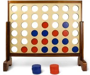 Wooden connect 4 in a row game for kids children and family solid wood