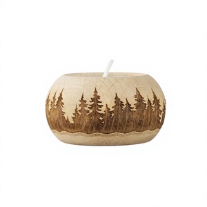 Wooden Rectangle Eco-Friendly Durable <b>Tea</b> Light Holder Handmade Candle <b>Stand</b> Brown Decorative Jar for Home Christmas Table Decor - Product Image 2