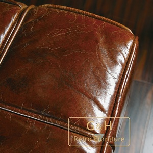 Best Home Living Room Furniture China Sale American <span class=keywords><strong>Vintage</strong></span> Corner importato divano in vera pelle nera - Product Image 4
