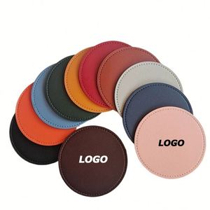 แผ่นรองแก้วทรงกลมหนัง PU แบบสั่งทำได้ - แผ่นรองแก้วบาร์พร้อมโลโก้สั่งทำ สำหรับใช้ในบ้าน ร้านอาหาร และของขวัญส่งเสริมการขาย - Product Image 1
