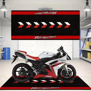 Tapete para Motocicleta Revs Your Heart, Negro, Verde Azulado y Rojo, Patrón Geométrico, Adhesivo, Cuadrado, de Fibra de Poliéster, para Garaje y Hogar - Product Image 5