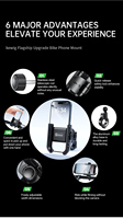 Support de téléphone pour moto Kewig IP66 étanche à dégagement rapide, rotation à 360°, base en alliage d'aluminium CNC, support de téléphone pour vélo