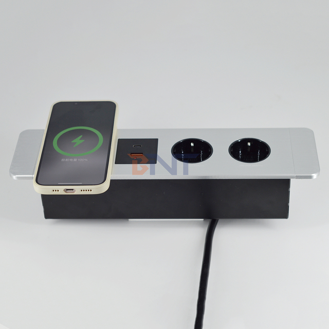 BNT Office Under Table Socket With EU Power Socket USB Ports and Wireless Charging