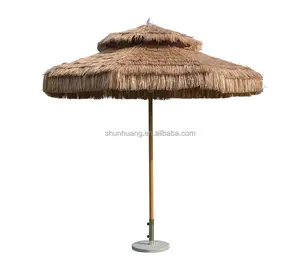 Natural Straw Middle Parasol Resort Holiday Village Beach Sun Parasol With Different Size Middle Umbrella