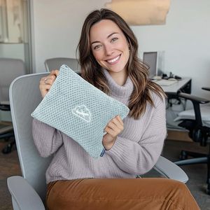 Custom Travel Blanket Pillow Set with Bag Hidden Pocket Trolley Sleeve Carabiner for Airplane Fleece Blanket - Product Image 1