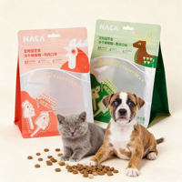 Sachet d'emballage imprimé pour friandises pour animaux de compagnie, pochette en plastique laminé refermable à fond plat avec trou Euro et fenêtre transparente