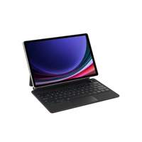 Casing Kulit dengan Slot Pena, Keyboard Sentuh LED Backlit Floating untuk Samsung Tab S9 FE S8 Plus, Kompatibel BT, Spanyol