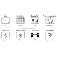 Waveshare-pantalla táctil capacitiva Raspberry Pi 4B 3B + 3B 3A + 2B B + CM4 CM3 + CM3, pantalla táctil LCD DSI de 5 pulgadas, 800x480