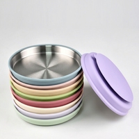 Assiettes pour bébés et tout-petits en silicone amovible, avec ventouse, non divisées, sans BPA, incassables, en acier inoxydable, design mignon
