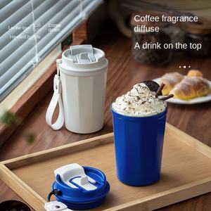 2025 nouvelle tasse thermos Double couche en acier inoxydable 316 tasse à café Performance sous vide chaud avec Double paille à boire - Product Image 2