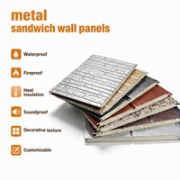 Panneaux muraux sandwich en mousse PU isolée, panneaux muraux décoratifs, solution imperméable pour l'extérieur, bardage métallique pour l'architecture modulaire