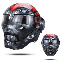 Casque de moto Masei 601 Iron Patriot, casque de divertissement, visière intérieure, casques personnalisés Red Bee
