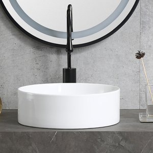 Lavabo Moderno de Cerámica para Encimera, Fácil de Limpiar, de Forma Redonda, para Apartamento, Casa, Baño - Product Image 3