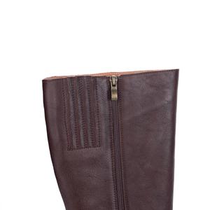 Özel yüksek kaliteli kare ayak hakiki deri kış kalın topuklu diz yüksek çizme kadınlar için geniş buzağı çizme bayanlar uyluk yüksek çizme - Product Image 4