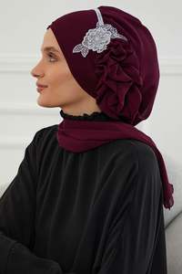 MOTIVE FORCE Bonnets et turbans instantanés en mousseline <span class=keywords><strong>de</strong></span> qualité supérieure pour femmes, avec accessoire floral unique - Product Image 2